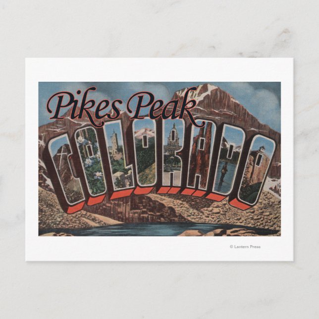 Carte Postale Pikes Peak, Colorado - Scènes de grandes lettres (Devant)