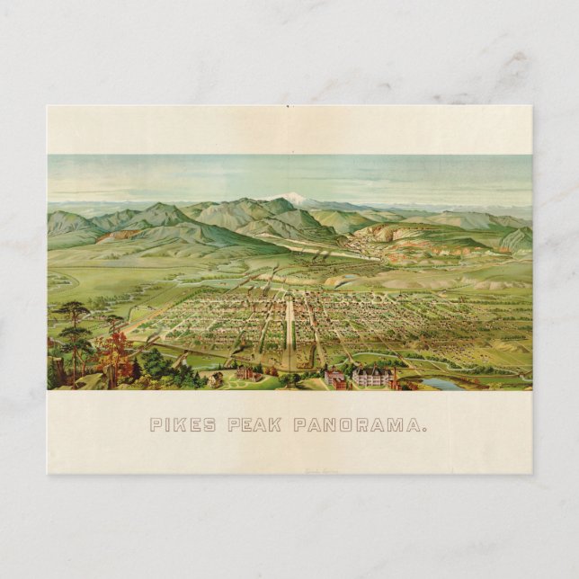 Carte Postale Pikes Peak, Colorado Springs, Colorado (1890) (Devant)