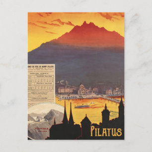 Carte Postale Pilatus, coucher de soleil sur la montagne, Suisse