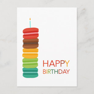 Carte Postale Pile de Macarons Colorés Joyeux Anniversaire – Mod