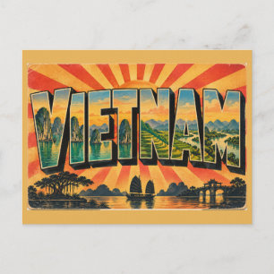 Carte Postale Piliers de karst du Vietnam Terrasses Delta Vintag