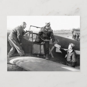 Carte Postale Pilote 2ème guerre mondiale + équipage d'un Mustan