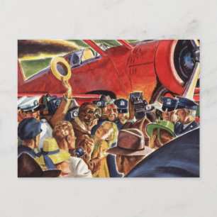 Carte Postale Pilote d'avion à une seule hélice vintage avec Pap