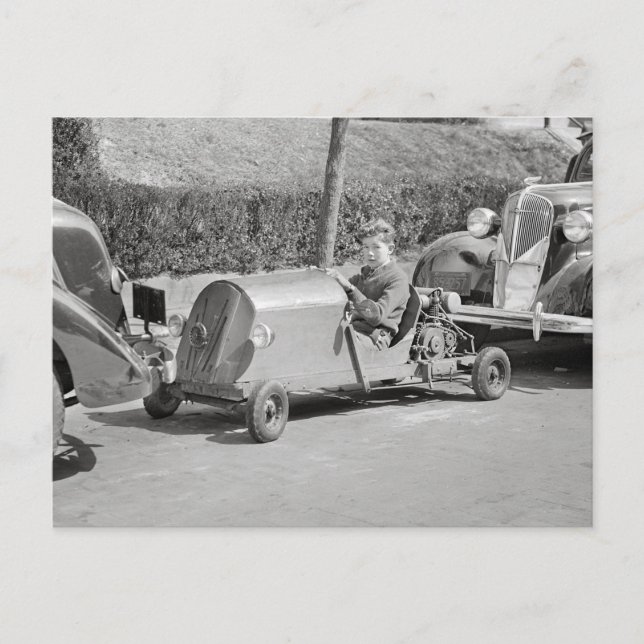 Carte Postale Pilote de karting, 1937 (Devant)