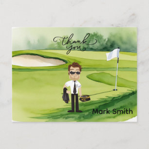 Carte Postale Pilote golfeur sur terrain de golf avec le texte M