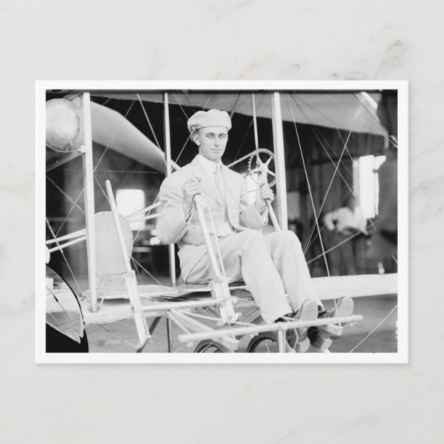Carte Postale Pilote Harry Atwood dans l'avion de Wright Brother (Devant)