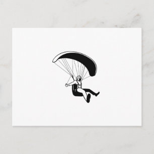 Carte Postale Pilote Parapente Volant Mascotte Parapente Noir a