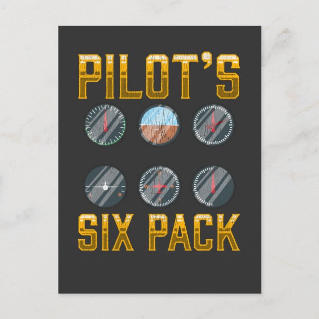 Carte Postale Pilote Six Pack Humour de vol Amateur d'avion (Devant)