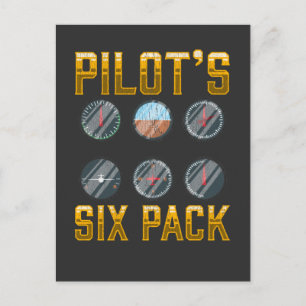 Carte Postale Pilotes Six Pack Humour de vol Amoureux d'avion