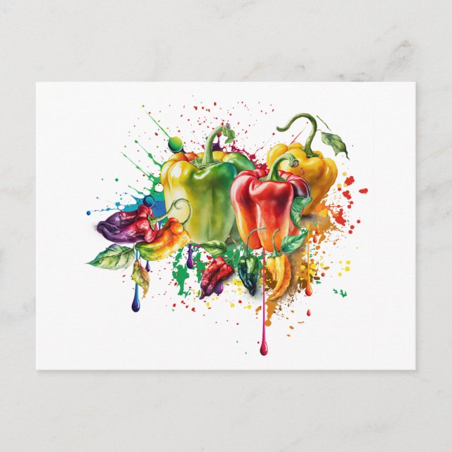 Carte Postale Piment & Bell Peppers Splatter Art (Devant)