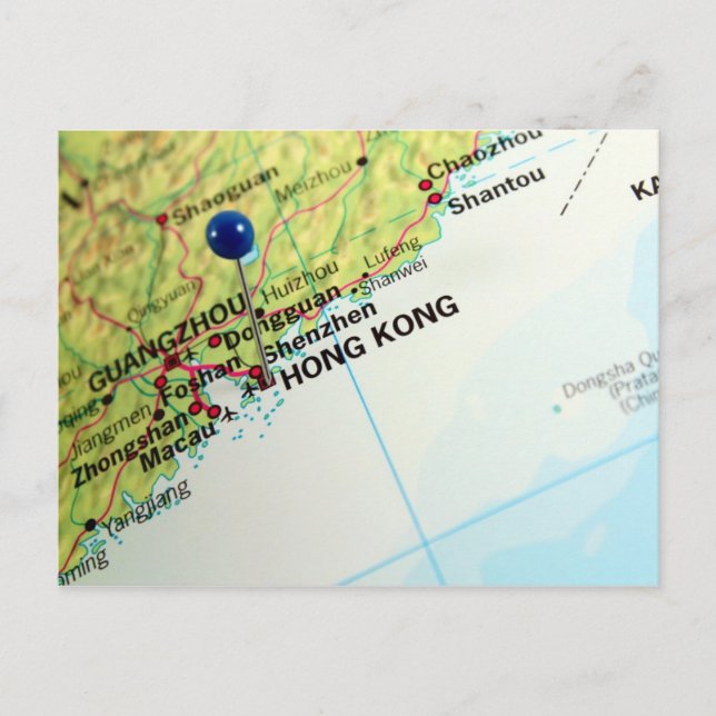 Carte Postale Pin Map of Hong Kong (Devant)