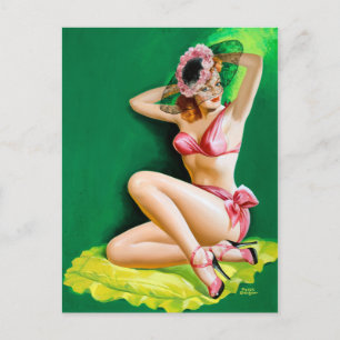 Carte Postale Pin rose Bikini vers le haut