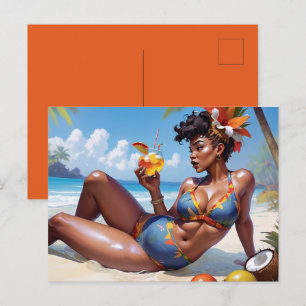 Carte Postale Pin-up à la plage