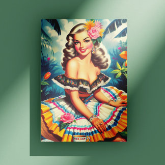 Carte Postale Pin-up de la jungle tropicale