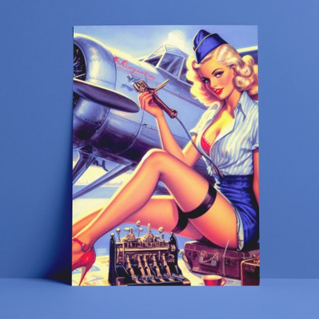 Carte Postale Pin-up de l'avion vintage (Créateur téléchargé)