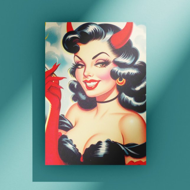 Carte Postale Pin-up diabolique rétro (Créateur téléchargé)