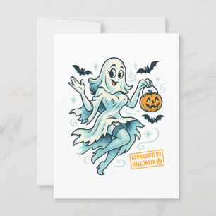 Carte Postale Pin-up Fille Fantôme - Halloween Éffrayant mignon