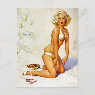 Carte Postale Pin-up sur la plage