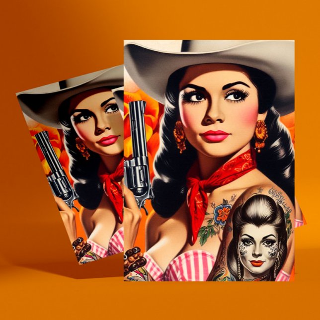 Carte Postale Pin-up Western Vintage (Créateur téléchargé)
