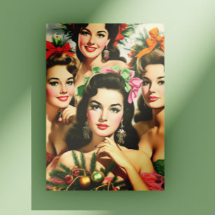 Carte Postale Pin-ups de Noël rétro