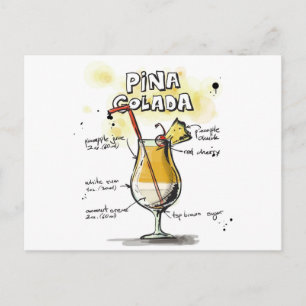 Carte Postale Pina Colada Boisson Conception Recette