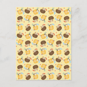 Carte Postale Pina Colada Pineappy Chiens de noix de coco Motif