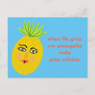 Carte postale Piña Coladas Whimsical Pineappa