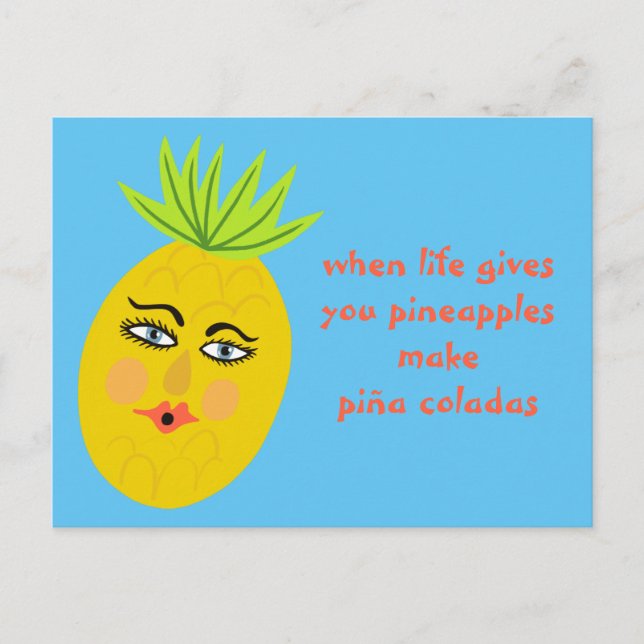 Carte postale Piña Coladas Whimsical Pineappa (Devant)