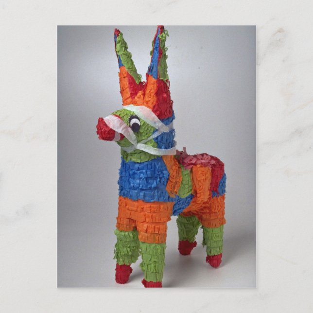 Carte Postale Pinata Donkey multicolore pour les fêtes (Devant)