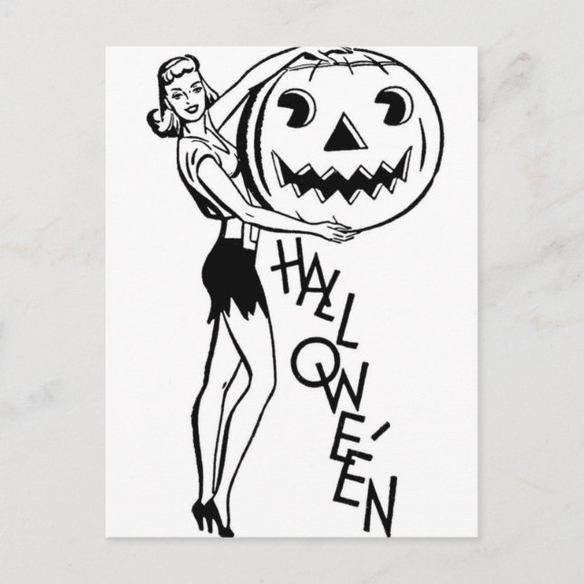 Carte Postale Pinceau d'Halloween rétro (Devant)