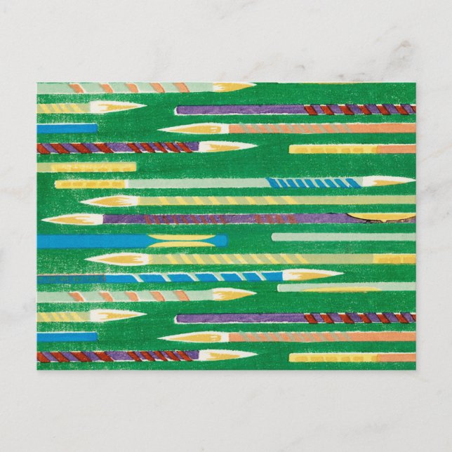 Carte Postale Pinceau Japonais Tissu de coupe (Devant)