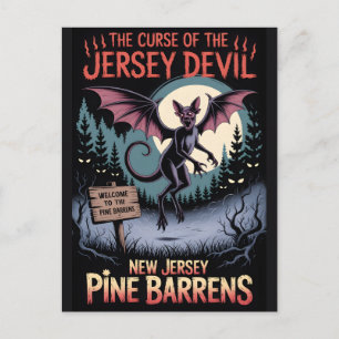 Carte Postale Pine Barrens hantés, art horrifique du New Jersey