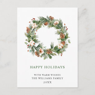Carte Postale Pine Cones Fir Wreath Joyeux Noël