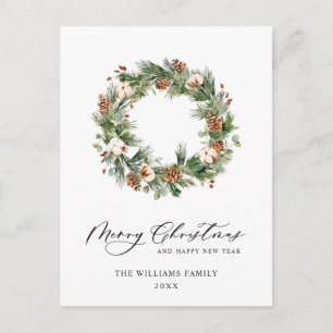 Carte Postale Pine Cones Fir Wreath Joyeux Noël