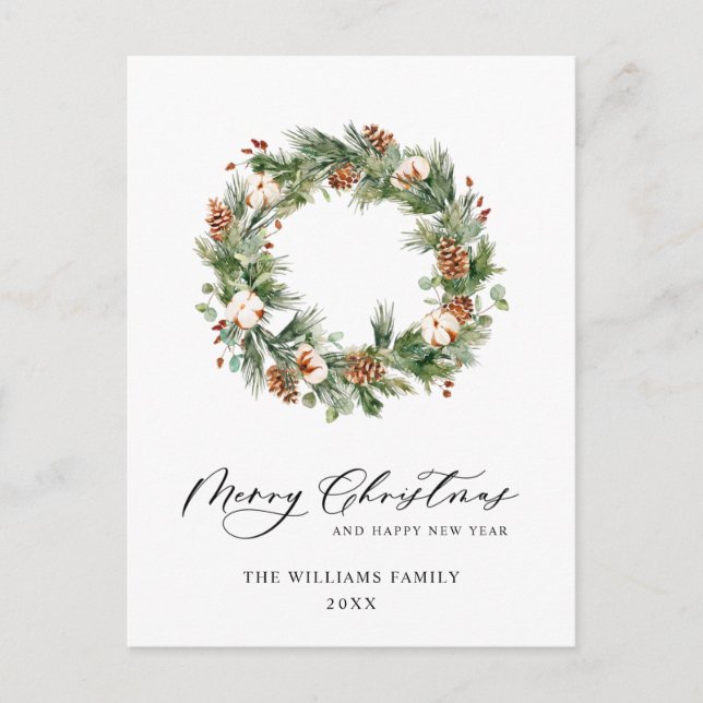 Carte Postale Pine Cones Fir Wreath Joyeux Noël (Devant)
