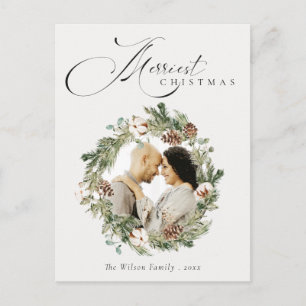 Carte Postale Pine de coton rustique cône de Noël Photo Wreath