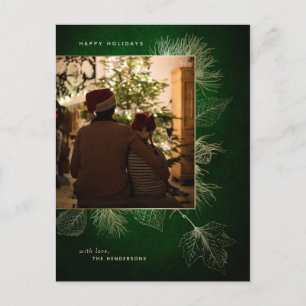 Carte Postale Pine d'hiver gravée en or photo de vacances