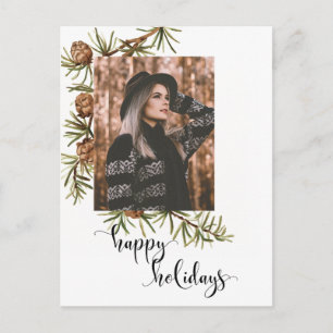 Carte Postale Pine d'hiver joyeuses vacances Calligraphie Phot