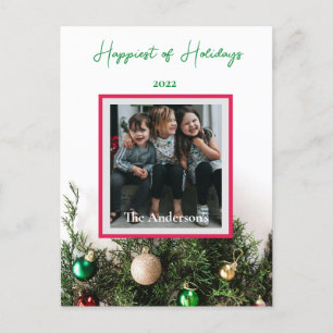 Carte postale Pine d'ornement de fêtes personnalis