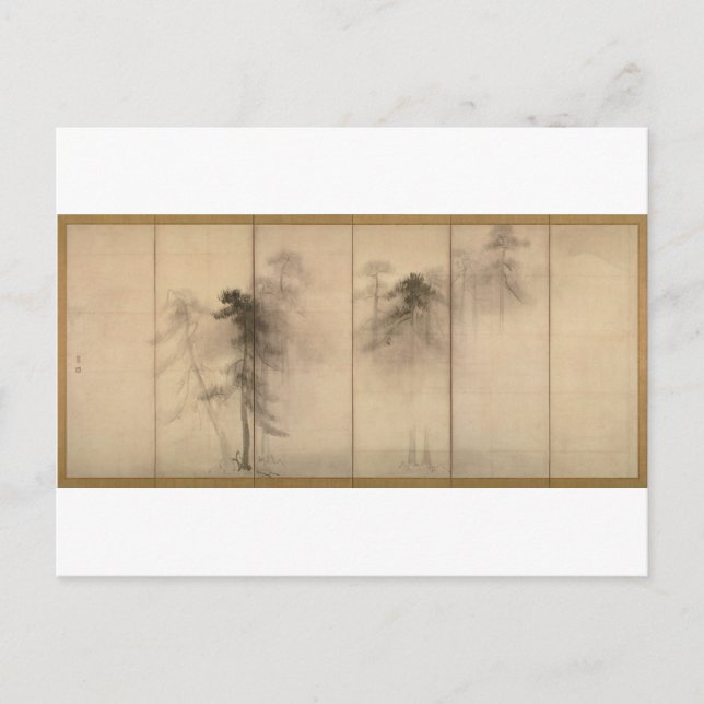 Carte Postale Pine Trees gauche écran par Hasegawa Tohaku (Devant)