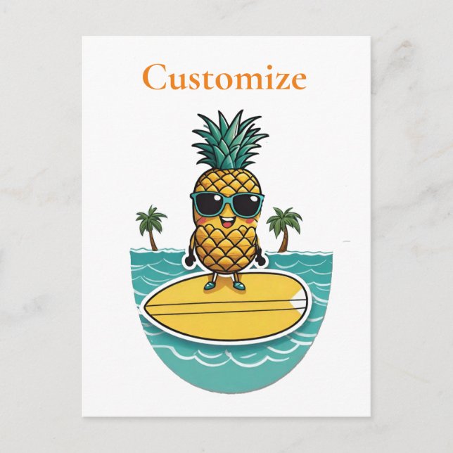 Carte Postale Pineappa Surfer Dirige Une Vague Thunder_Cove (Devant)