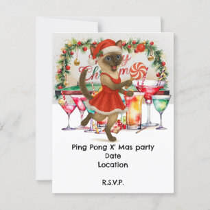 Carte Postale Ping Pong sur le thème de Noël pour les amoureux d