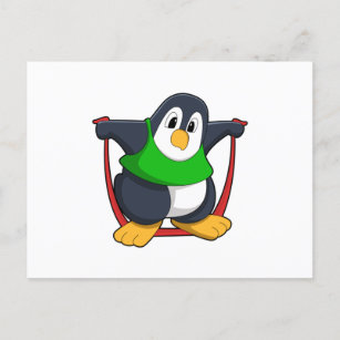 Carte Postale Pingouin à l'état de santé avec corde à sauter.PNG