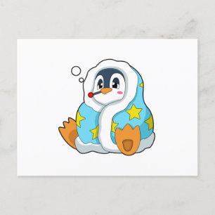Carte Postale Pingouin avec thermomètre clinique
