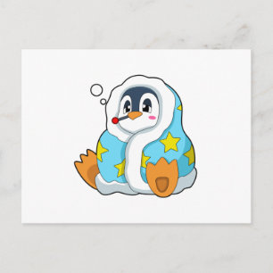 Carte Postale Pingouin avec thermomètre clinique