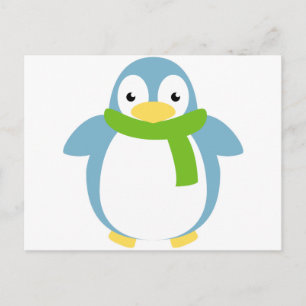 Carte Postale Pingouin coloré mignon en Écarf