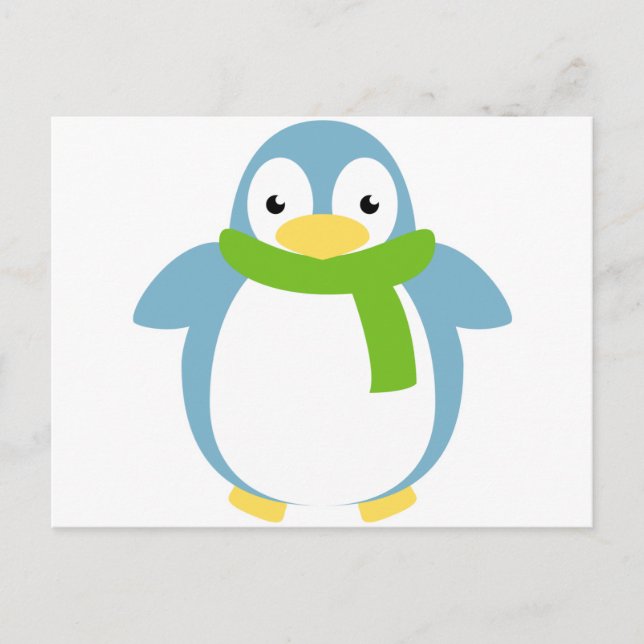 Carte Postale Pingouin coloré mignon en Écarf (Devant)