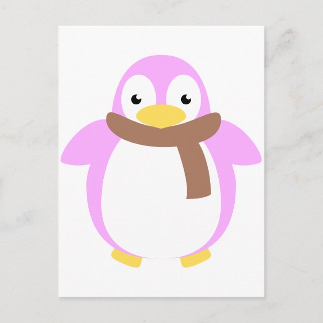 Carte Postale Pingouin coloré mignon en Écarf (Devant)