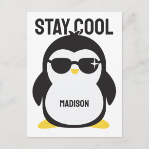 Carte Postale Pingouin cool de nom personnalisé