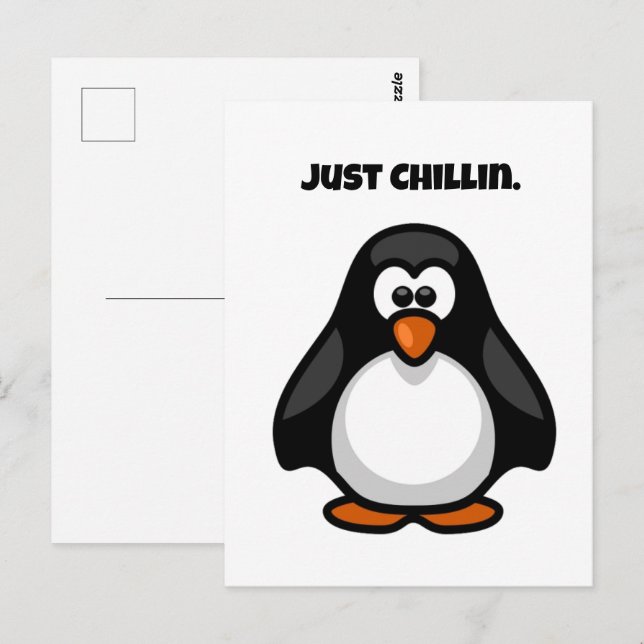 Carte Postale Pingouin de dessin cool - Juste Chillin' Arctic Vi (Devant / Derrière)